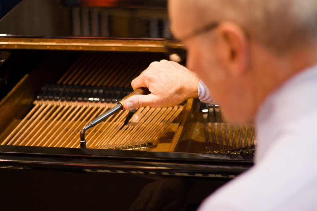 Paul Fox tuning a piano